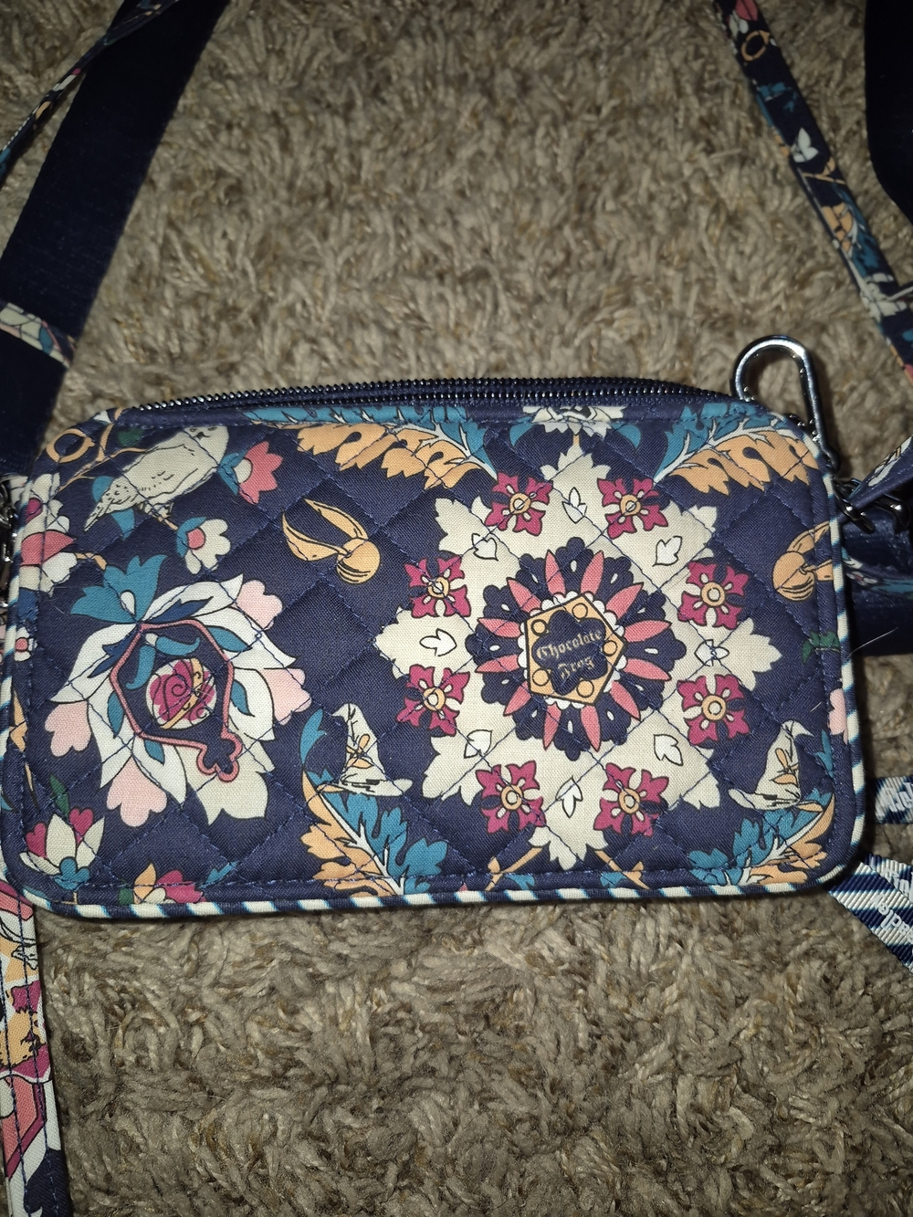 Vera Bradley/ Harry Potter Quilted Floral Crossbody Bag - Navy Multicolor